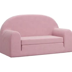 vidaXL Bäddsoffa för barn 2-sits rosa mjuk plysch