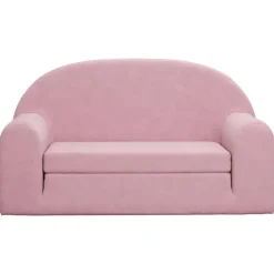 vidaXL Bäddsoffa för barn 2-sits rosa mjuk plysch