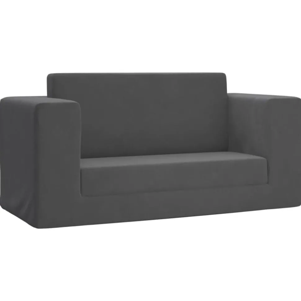 vidaXL Bäddsoffa för barn 2-sits antracit mjuk plysch