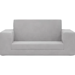 vidaXL Bäddsoffa för barn 2-sits ljusgrå mjuk plysch