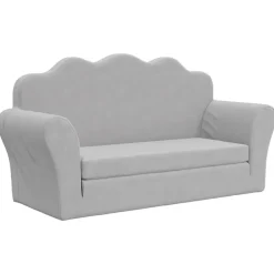 Sale vidaXL Bäddsoffa för barn 2-sits mjuk plysch Ljusgrå