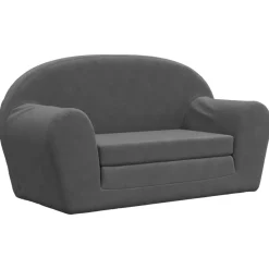 Clearance vidaXL Bäddsoffa för barn 2-sits mjuk plysch Antracit
