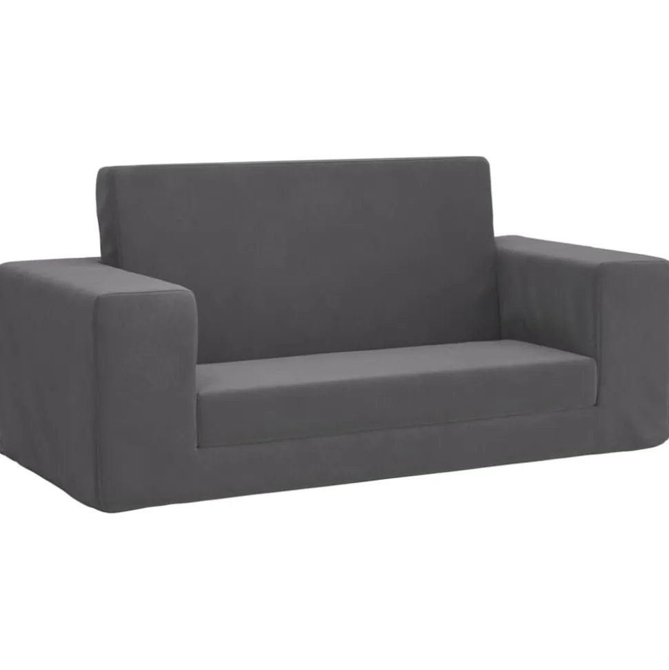 vidaXL Bäddsoffa för barn 2-sits antracit mjuk plysch
