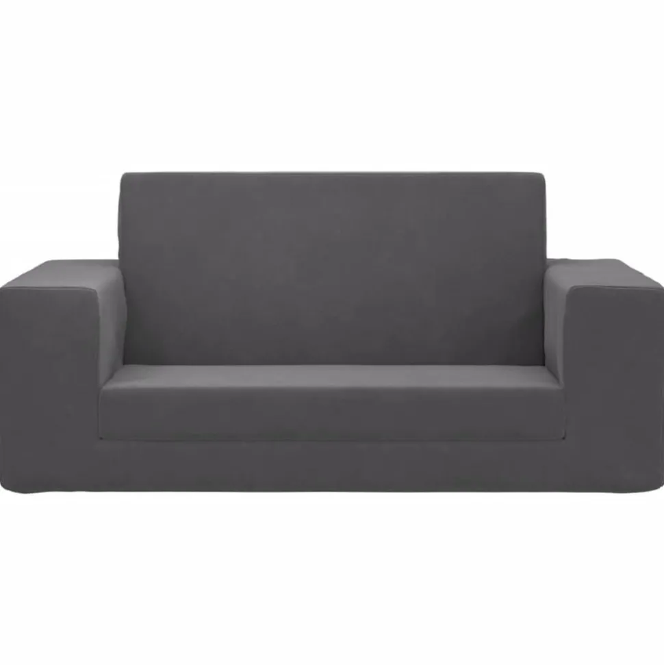 vidaXL Bäddsoffa för barn 2-sits antracit mjuk plysch
