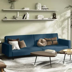 Online vidaXL Bäddsoffa 2-sits sammet Blå