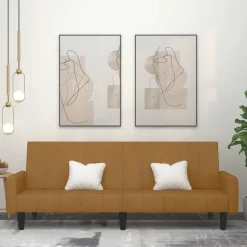 vidaXL Bäddsoffa 2-sits brun sammet