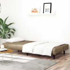 vidaXL Bäddsoffa 2-sits cappuccino konstläder
