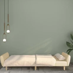 Discount vidaXL Bäddsoffa 2-sits gräddvit tyg Kräm