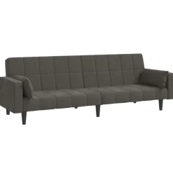 Clearance vidaXL Bäddsoffa 2-sits med två kuddar sammet Mörkgrå