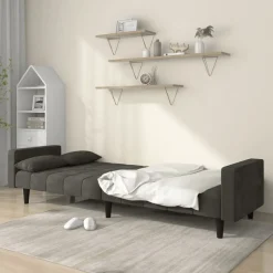 Clearance vidaXL Bäddsoffa 2-sits med två kuddar sammet Mörkgrå