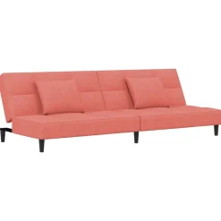 Hot vidaXL Bäddsoffa 2-sits med två kuddar sammet Rosa