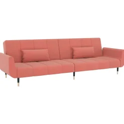 Best vidaXL Bäddsoffa 2-sits med två kuddar sammet Rosa