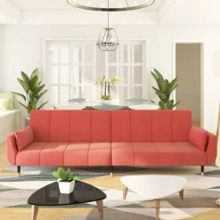 Best vidaXL Bäddsoffa 2-sits med två kuddar sammet Rosa