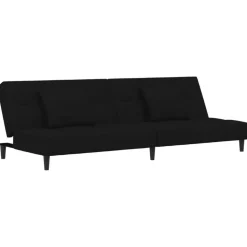 vidaXL Bäddsoffa 2-sits med två kuddar svart sammet