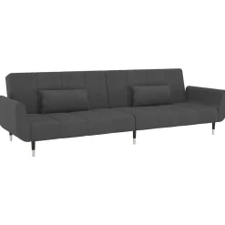 Best vidaXL Bäddsoffa 2-sits med två kuddar sammet Mörkgrå