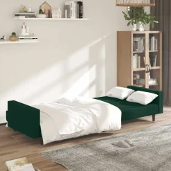 vidaXL Bäddsoffa 2-sits mörkgrön sammet