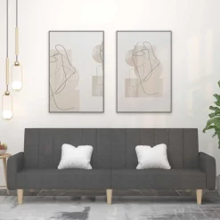 Best vidaXL Bäddsoffa 2-sits tyg Mörkgrå