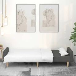 Best vidaXL Bäddsoffa 2-sits tyg Mörkgrå