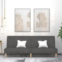 Best vidaXL Bäddsoffa 2-sits tyg Mörkgrå