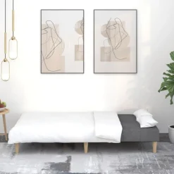 Best vidaXL Bäddsoffa 2-sits tyg Mörkgrå