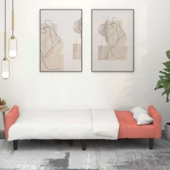 Discount vidaXL Bäddsoffa 2-sits sammet Rosa