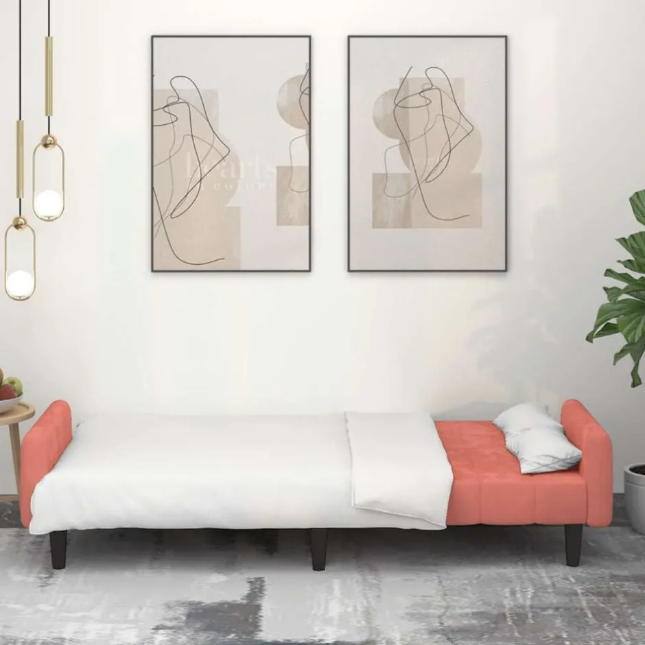 Discount vidaXL Bäddsoffa 2-sits sammet Rosa