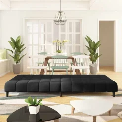 vidaXL Bäddsoffa 2-sits svart sammet