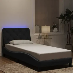 vidaXL Bed Frame with LED without Mattress Black 80x200 cm Velvet