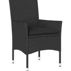 Sale vidaXL Bistrogrupp med dynor 3 delar konstrotting och glas Svart
