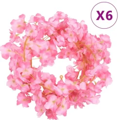 vidaXL Blomstergirlanger 6 st mörk rosa 180 cm