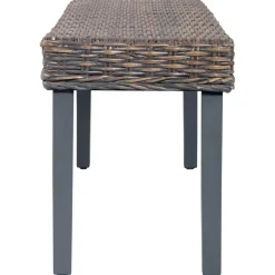 Clearance vidaXL Bänk 110 cm naturlig kubu-rotting och massivt mahognyträ Grå