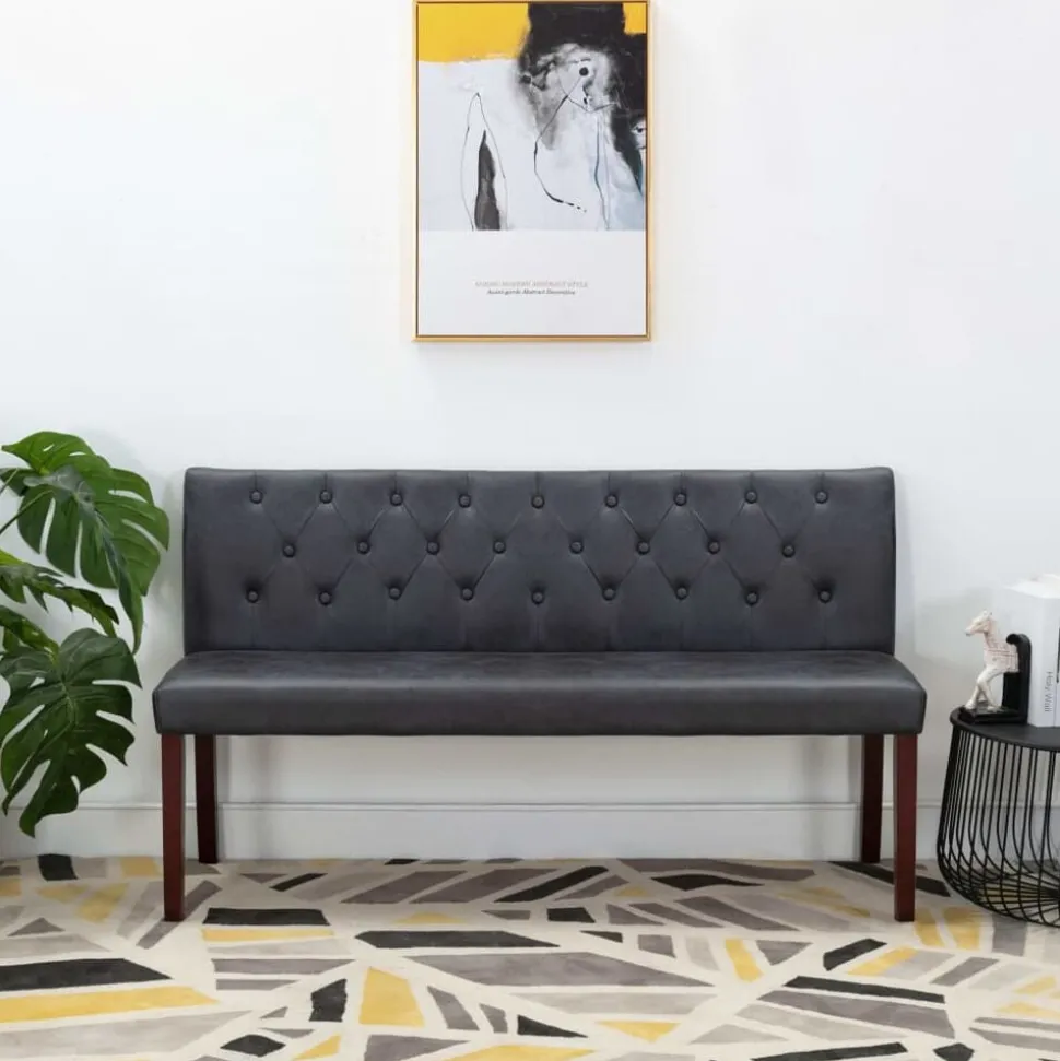 vidaXL Bänk 148,5 cm konstmocka grå