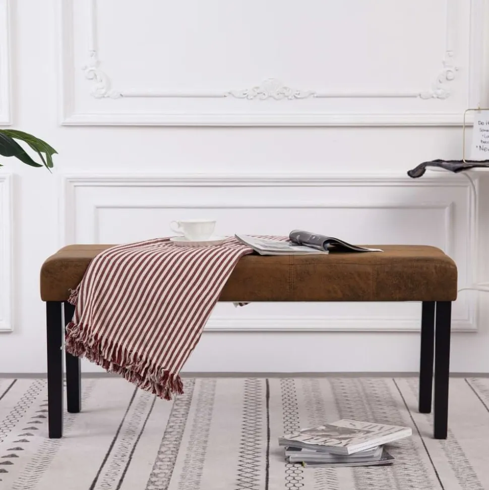 vidaXL Bänk 106 cm konstmocka brun
