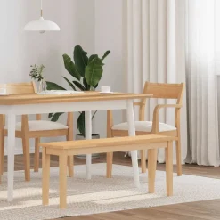 Sale vidaXL Bänk 110 cm massivt trä gummi Naturfärg