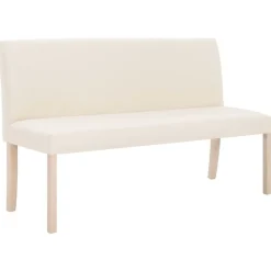vidaXL Bänk 139,5 cm polyester gräddvit