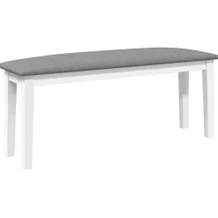 Outlet vidaXL Bänk 110 cm vitt massivt trä gummi Vit och grå