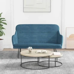 VidaXL Bänk blå 110x76x80 cm sammet
