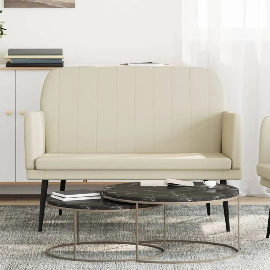 vidaXL Bänk gräddvit 107x80x81 cm konstläder Kräm