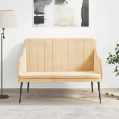 Outlet vidaXL Bänk gräddvit 110x76x80 cm sammet Kräm