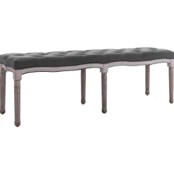vidaXL Bänk massivt trä och linnetyg 150x40x48 cm mörkgrå