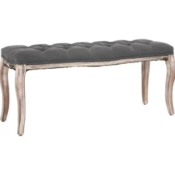 Best vidaXL Bänk massivt trä och linnetyg 110x38x48 cm Mörkgrå