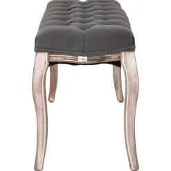 Best vidaXL Bänk massivt trä och linnetyg 110x38x48 cm Mörkgrå