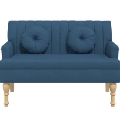 vidaXL Bänk med dynor 113x64,5x75,5 cm tyg Blå