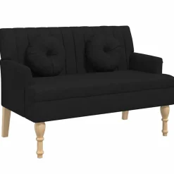 New vidaXL Bänk med dynor 113x64,5x75,5 cm tyg Svart