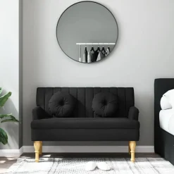 New vidaXL Bänk med dynor 113x64,5x75,5 cm tyg Svart