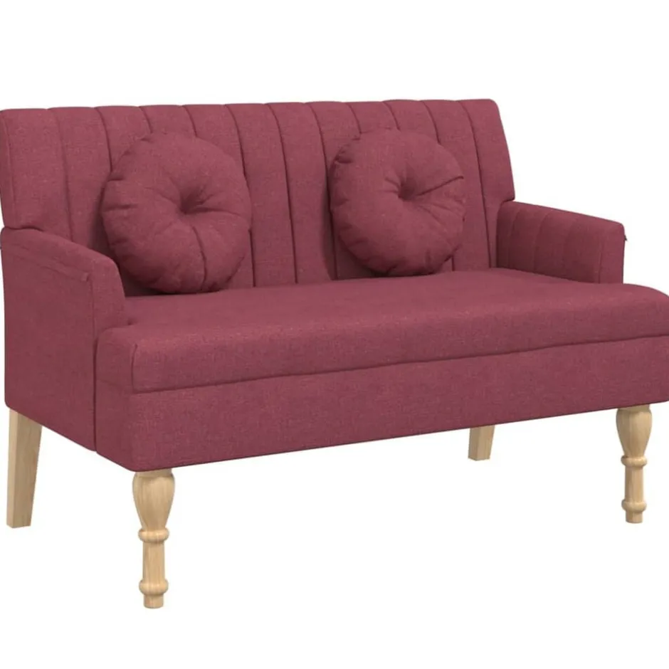 Online vidaXL Bänk med dynor 113x64,5x75,5 cm tyg Vinröd