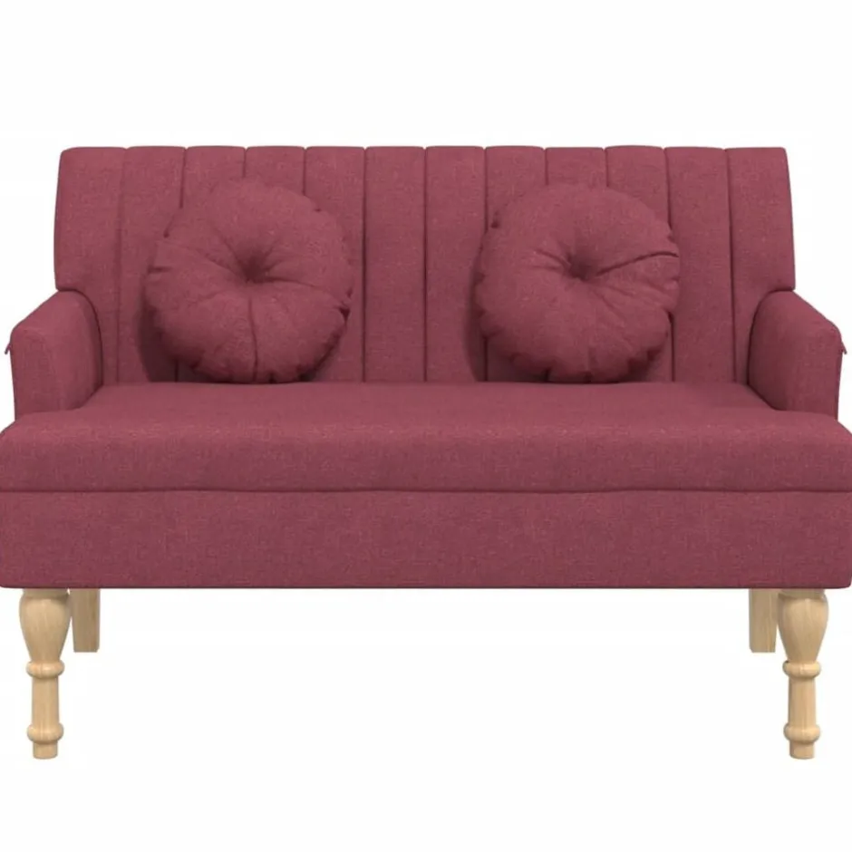 Online vidaXL Bänk med dynor 113x64,5x75,5 cm tyg Vinröd