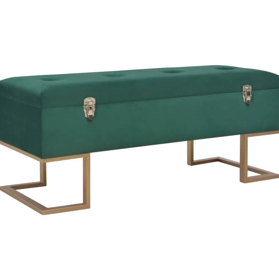 vidaXL Bänk med förvaringsutrymme 105 cm grön sammet