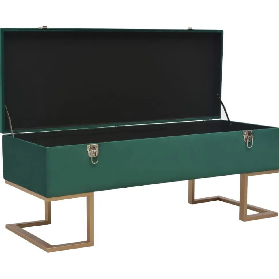 vidaXL Bänk med förvaringsutrymme 105 cm grön sammet