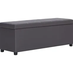 vidaXL Bänk med förvaringsutrymme 116 cm konstläder Grå